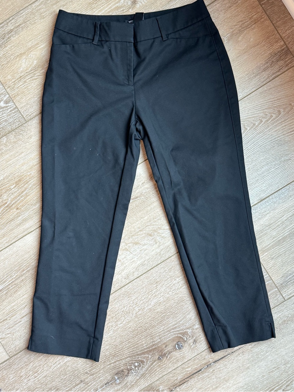 WHBM Perfect Form Straight Crop Pants Size 2 Black Stretch Career Trouser